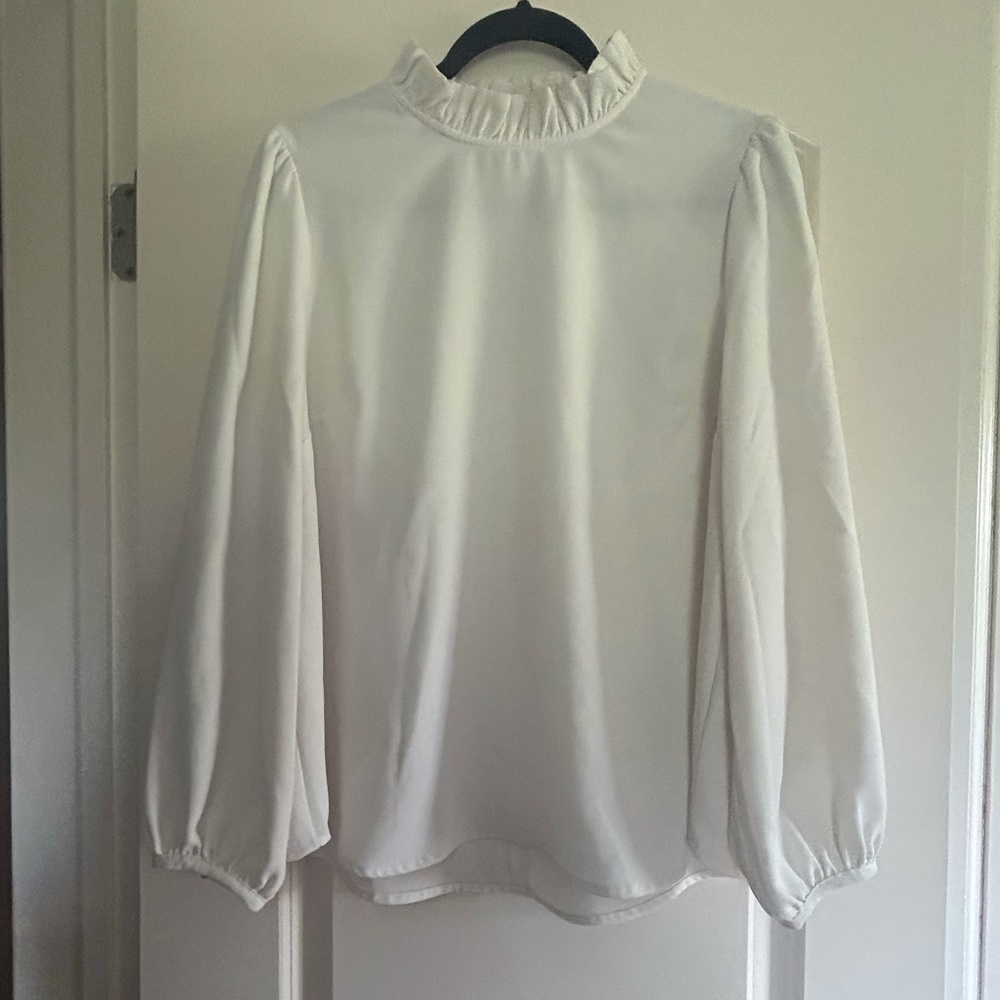 J Crew Ruffle Neck Blouse Size Large